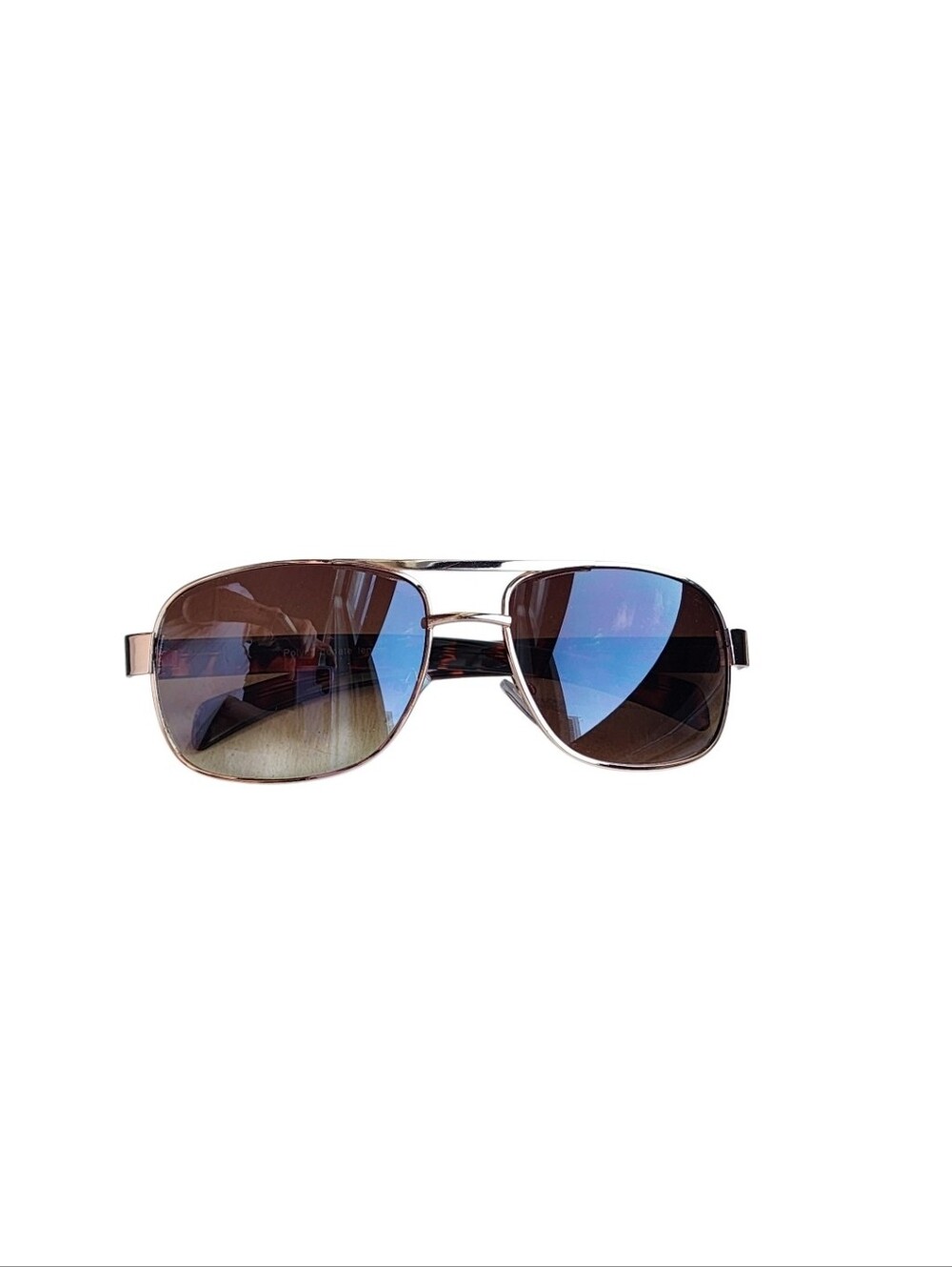 Men's Aviator Sunglasses with Blue-Reflective Brown Lenses